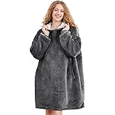 AmyHomie Wearable Blanket Hoodie for Adults & Teens,Oversized Sherpa Hooded Blanket,Warm Cozy Blanket Sweatshirt as Christmas Birthday Gifts for Women Men