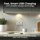 BG Electrical 22W Double USB Wall Socket Nexus Brushed Steel Grey 13A view 2