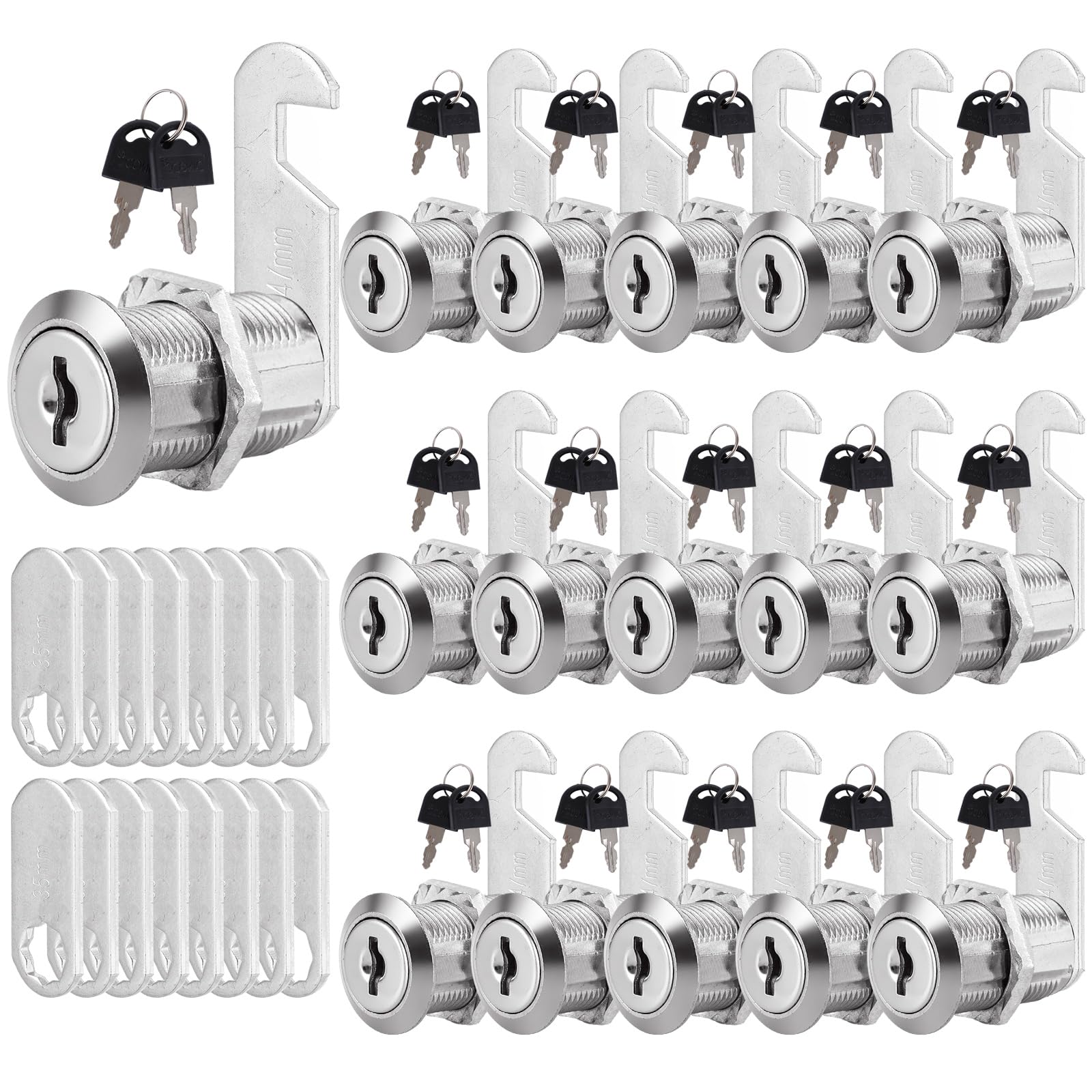 MUXHEL 16PCS Cabinet Lock 30mm LetterBox Lock Security Cam Lock with 32 Keys & 2 Different Lock Plates Security Mailbox Lock for Door Cabinet Mailbox Drawer Wardrobe Locker Post Box