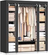 SONGMICS Fabric Wardrobe Portable Wardrobe 12 Compartments 45x150x175 cm