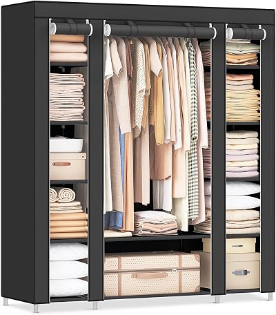 SONGMICS Fabric Wardrobe Portable Wardrobe 12 Compartments 45x150x175 cm