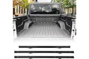 FieryRed Aluminum Trail Rail System Compatible with Jeep Gladiator 2020 2021 2022 2023 2024 2025, Bolt-on Truck Bed Tie Down Rail Replace OE 82215956, Cargo Bed Side Trail Rail System, Black