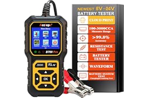 Acclope BT60 PRO Yellow Battery Tester Automotive 100-3000 CCA, for Car, Truck, Motorcycle, 6V 12V 24V, Car Battery Load Test