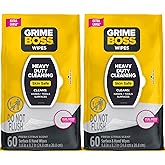 Grime Boss Heavy Duty Surface and Hand Wipes (2x60ct) | Remove Paint, Oil, Grease, Adhesives, Mud, Dirt | Workshop Replace Cleaners like Rags, Towels, Pumice, Soap