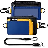VULKIT Water-Resistant Keychain Wallet with Lanyard for Men and Women, Outdoor Zipper Pouch Wallet with Clear ID Window, for Hiking, Fishing, Skateboard and any Outdoor Activities, Summit Sky