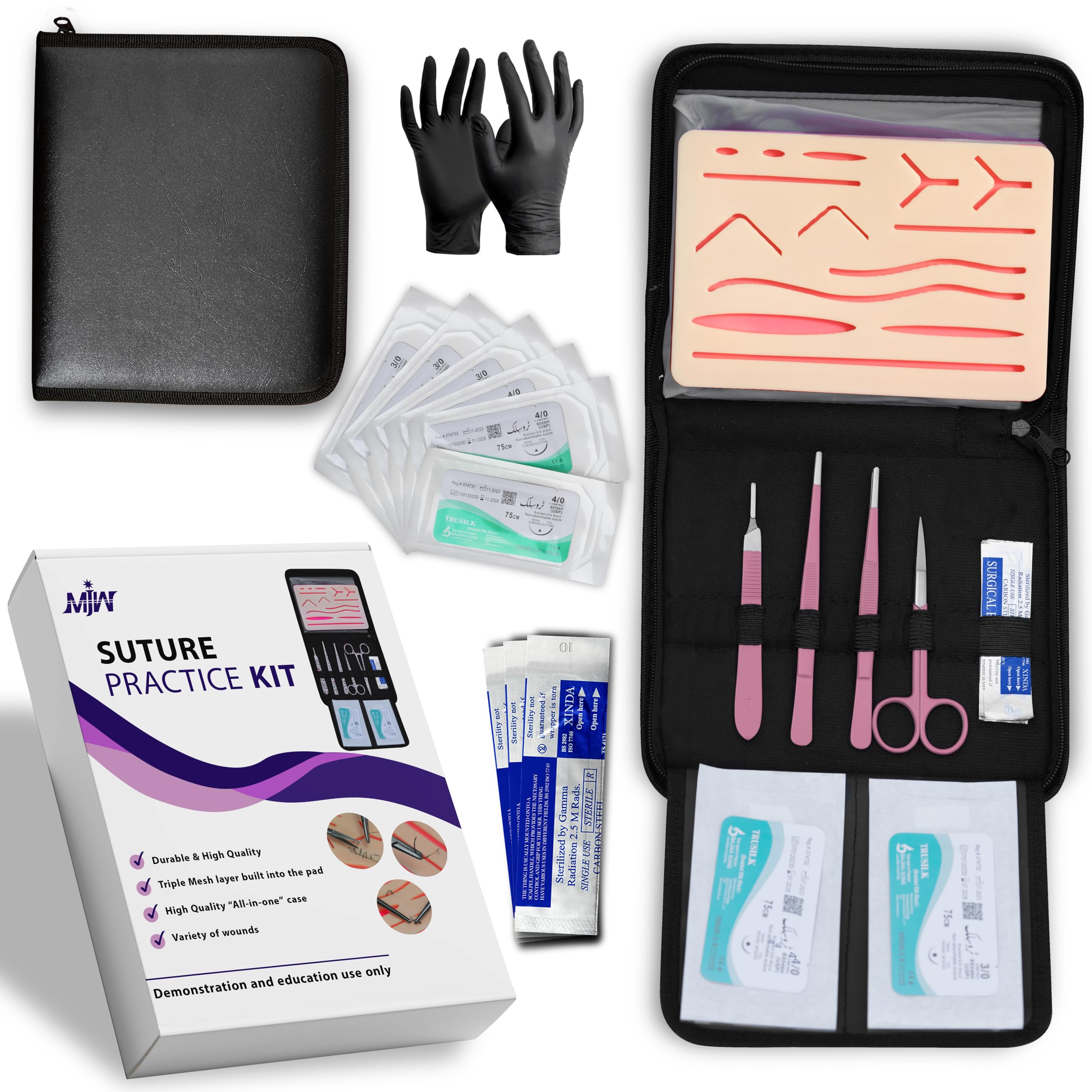 Suture Practice Kit For Medical Students, Veterinarians, Nurses | Silicone Skin Suture Pad With Protective Horizontal And Vertical Mesh Layer To Enhance The Durability Of Pad
