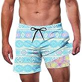Cozople Men's Swim Trunks with Compression Liner 5.5" Inseam Quick Dry Bathing Suit Boxer Brief Lined Swim Shorts Swimwear