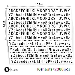 2080 Pcs Letters Stickers 0.5 Inch Black Alphabet