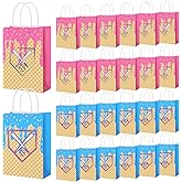 AmazingSpark 24 Pcs Baseball Ice Cream Drip Party Favors Kraft Gift Bags Baseball Birthday Ice Cream Drip Goodie Snack Treat Bags with Handles for Sport Team Rookie of The Year First Birthday(Classic)