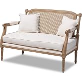 Baxton Studio Love Seats, Ivory/Oak