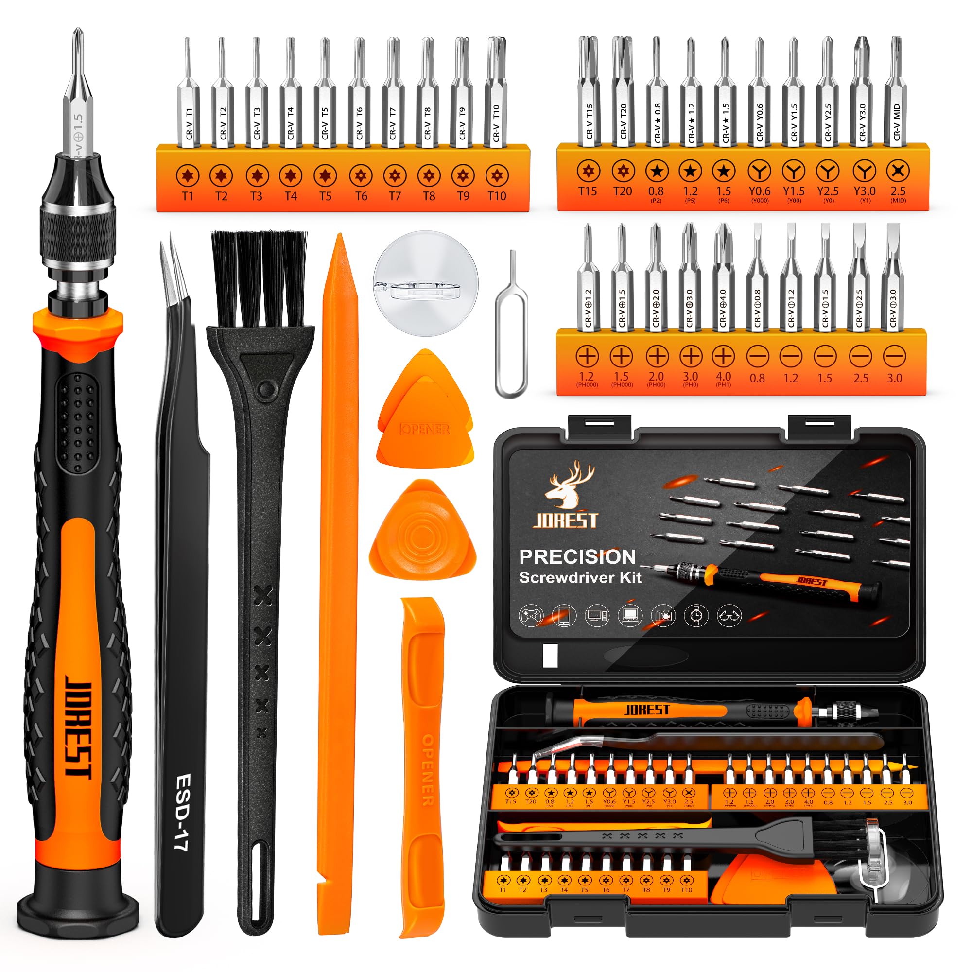 Photo 1 of JOREST 40Pcs Small Precision Screwdriver Set with Torx Triwing Phillips, Mini Repair Tool Kit for Macbook, Computer, Laptop, PC, iPhone, PS5, Xbox, Switch, Glasses, Watch, Ring Doorbell, Electronics