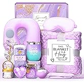 LUCOTIYA Birthday Gifts for Women, Self Care Get Well Soon Gifts, Lavender Relaxing Spa Gift Basket Care Package w/Blanket Unique Valentine Idea for Her,Mom, Friends