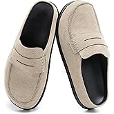 FJQNXGY Suede Clogs for Women Backless Closed Toe Mules Comfortable Slip on Platform Womens Clogs Footbed Casual Penny Loafers Shoes