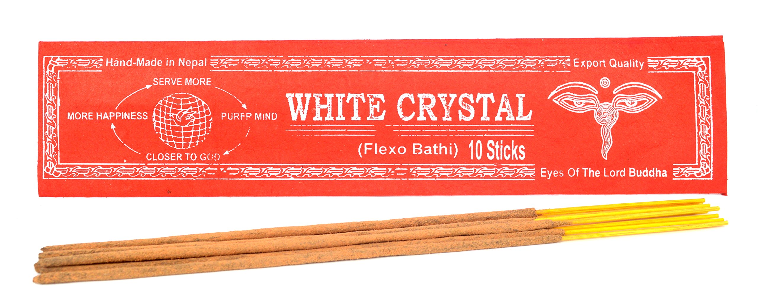 Bhutanese Aromatic White Crystal Incense Tibetan Meditation Joss Incense Sticks -Pack of 10 (INS-1033WCRYS)
