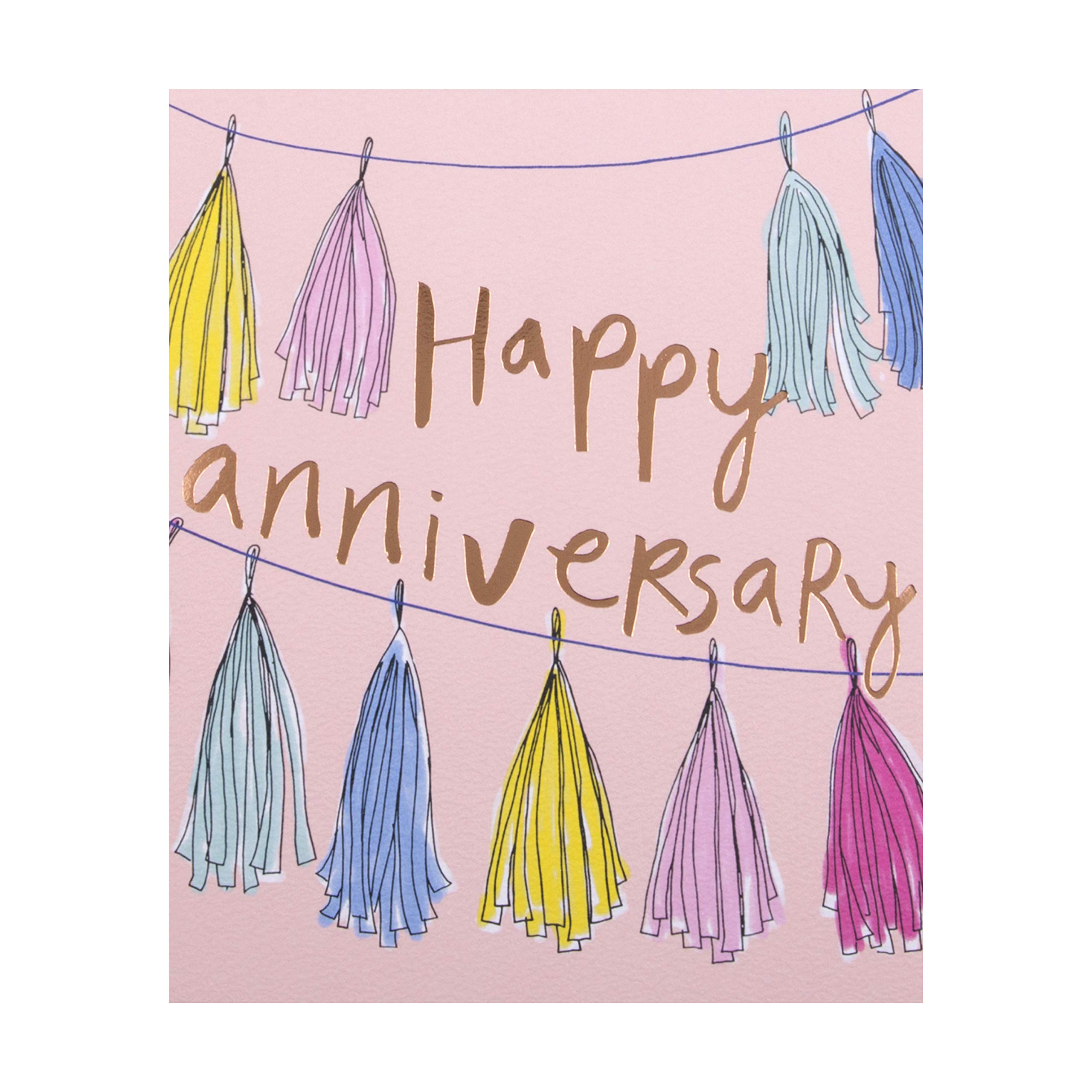 Contemporary Anniversary Card from Hallmark - Tassel Design with Rose-Gold Foil