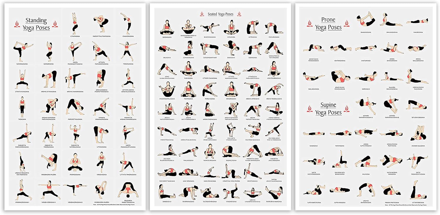 LAB NO 443 Set of Three Yoga Poses in A43 Poster: Amazon.co.uk