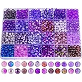 XSEINO About 1200PCS 6mm Glass Beads Bracelet Making Kit,24 Assorted Violet Elegant Series Colorful Crystal Beads for Bracelet and Jewelry Making and DIY Crafts,Friendship Bracelets
