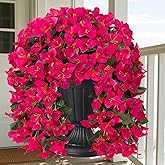 SugarHuLu 4pc Artificial Hanging Flowers for Outdoors Bougainvillea Artificial Fake Outdoor 4pcs Fake Hanging Flowers for Outdoor Outside Summer Decoration for Front Door Balcony