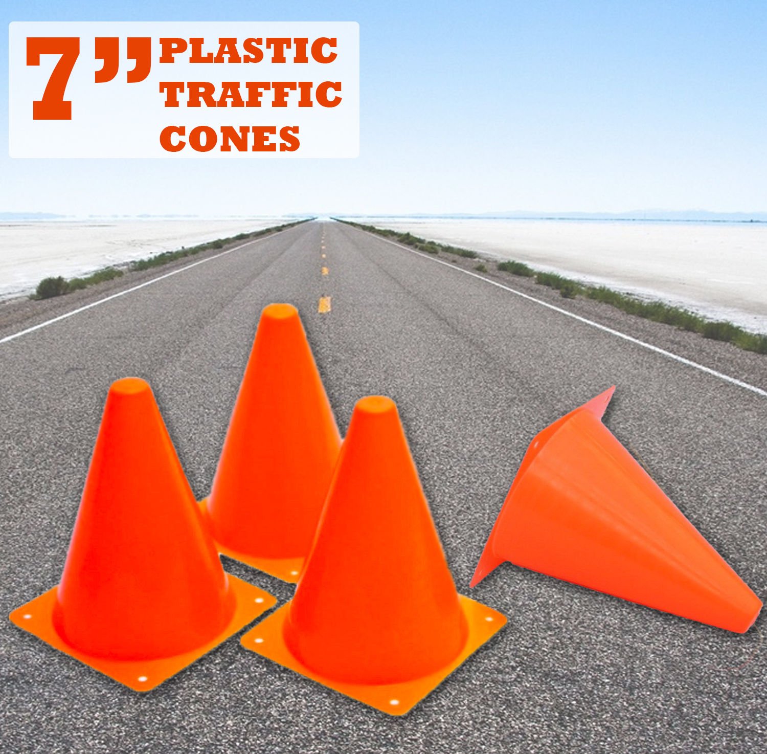 7 Inch Plastic Traffic Cones 12 Pack of 7” Multipurpose Construction