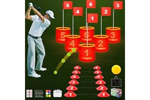 GYMMALL Golf Yard Bucket Games, 6 Holes Bucket Backyard Golf Game Set with LED Light and Golf Flags for Adults & Kids Indoor Outdoor, Golf Practice Gift for Backyard, Park, Beach and Lawn