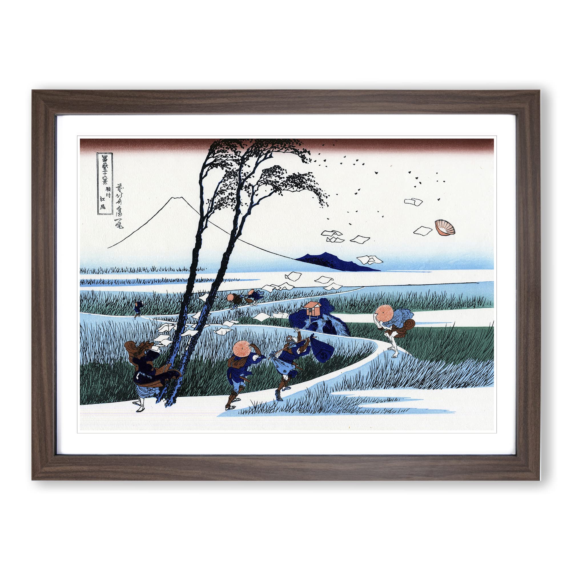 Ejiri In The Suruga Province By Katsushika Hokusai Asian Japanese Framed Wall Art Print, Ready to Hang Picture for Living Room Bedroom Home Office Décor, Walnut A3 (46 x 34 cm)
