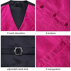 Dubulle Hot Pink Mens Suit Vest Tie Set Paisley
