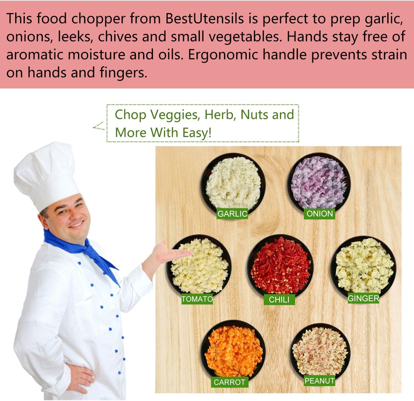 KAYCROWN Premium Stainless Steel Chopper And Dicer Chop Veggies Herbs And Nuts With Ease, Silver - Image 4
