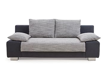 Max Schlafsofa, Stoff, Schwarz/Grau, 98 x 201 x 85 cm