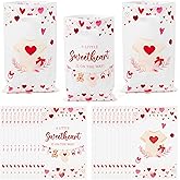 Haooryx Valentines Baby Shower Party Favor Bag - 50Pcs Sweet Heart Plastic Goodie Candy Treat Bag with Handle Gift Wrap Decor for Kid Birthday Baby Shower Valentine's Day Decoration Party Favor Supply