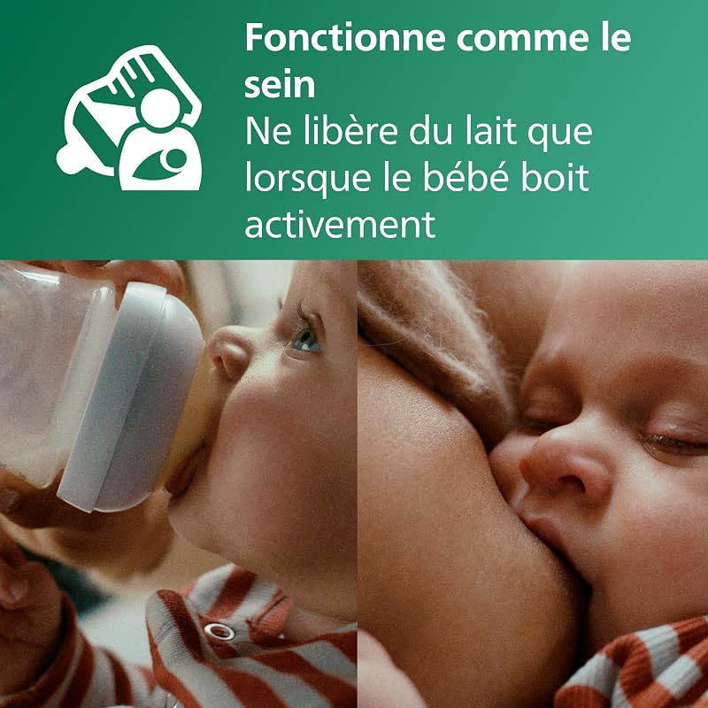 Avent Kit biberons en verre Natural Response pour nouveau-né - 5 biberons, 2 sucettes Ultra Soft 0-6 mois, goupillon, sans BPA (modèle SCD879/11)