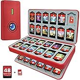FUNLAB Switch 2 Game Case Compatible with Nintendo Switch 2/1 & Micro SD Cards, Switch Game Holder Cartridge Case with 48 Game-Card Storage - Red