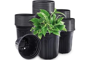 Pynqdfu 60 Pcs 1 Gallon Plant Nursery Pots,Plastic Seed Starter Pot with Drainage Holes,Plastic Plant Pots for Planting,Cuttings,Transplanting,Home Garden(Black)