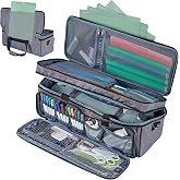 HOMEST Double Layer Carrying Case with Mat Pocket for Cricut and Tools | Compatible with Cricut Explore 3/4/5, Maker, 3/4, Multi Front Pockets for Accessories and Supplies, Grey