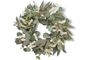 KIRSCHBLÜTE 20 "Eucalyptus Wreath, Front Door Berry Wreath, Yard Decor. for Front porches and Doors, Windows, Walls, Indoor and Outdoor Home Decor - All Seasons