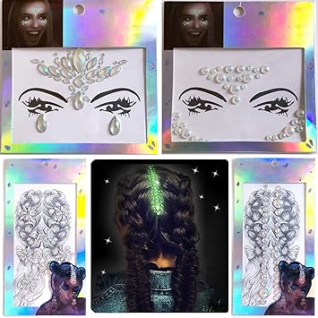 Amazon Com Leoars Grow In Dark Face Gems Sticker Rhinestone