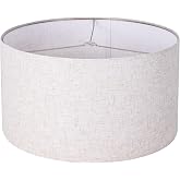 Wellmet Lampshade Requires Self-assembly, 18" Diameter x12" High, Linen | Drum Lampshade for Table Lamp, Bedside Lamp, Floor Lamp, Fabric Replacement Lamp Shade Classic Modern Style, Spider Fitter