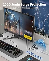 DEPOW Surge Protector Power Strip with Flat
