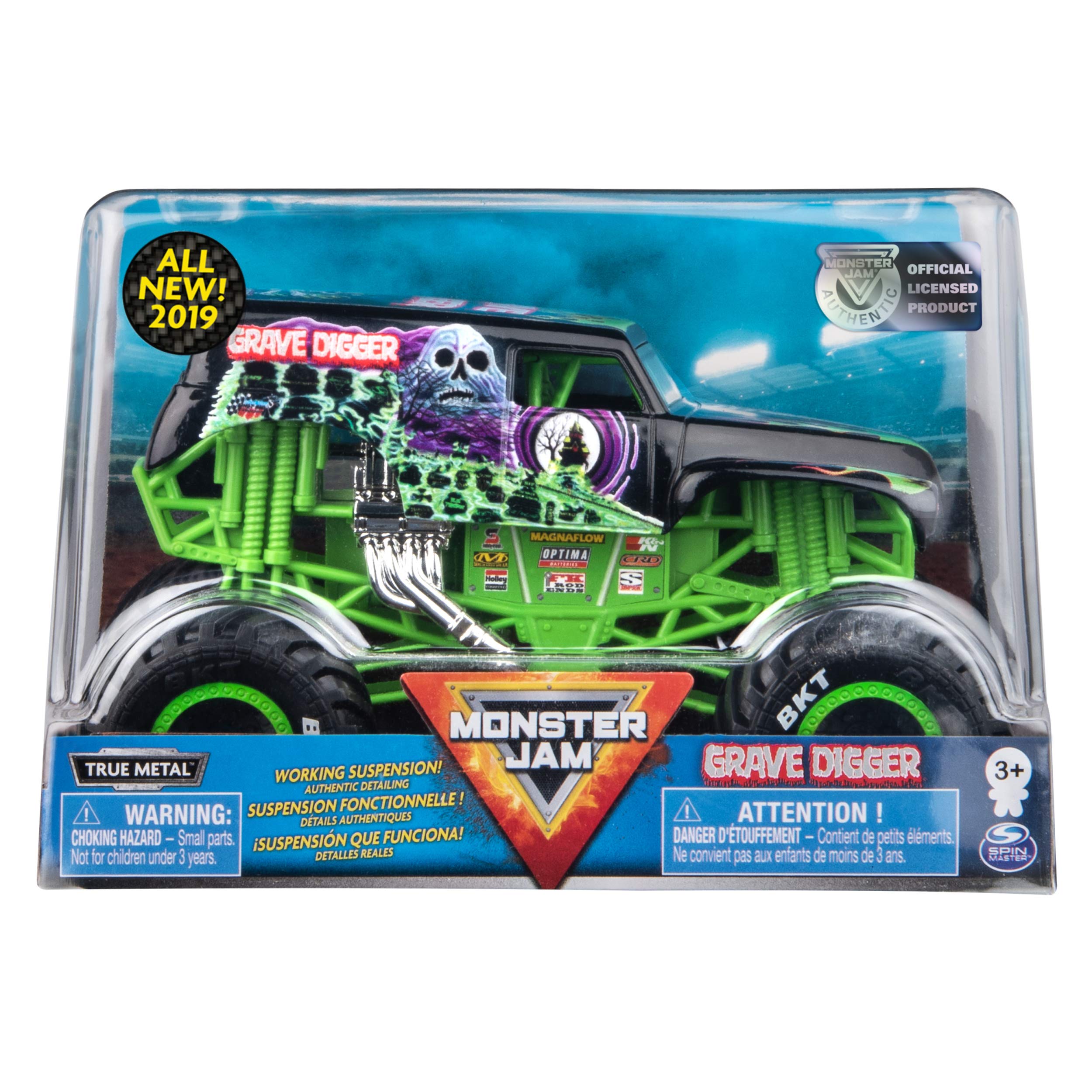 Monster jam Official Grave Digger Monster Truck, Die-Cast Vehicle, 1:24 Scale