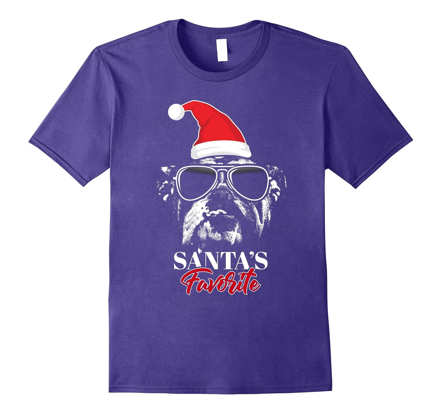 English Bulldog Santa's Favorite Funny Christmas T-Shirt-ANZ