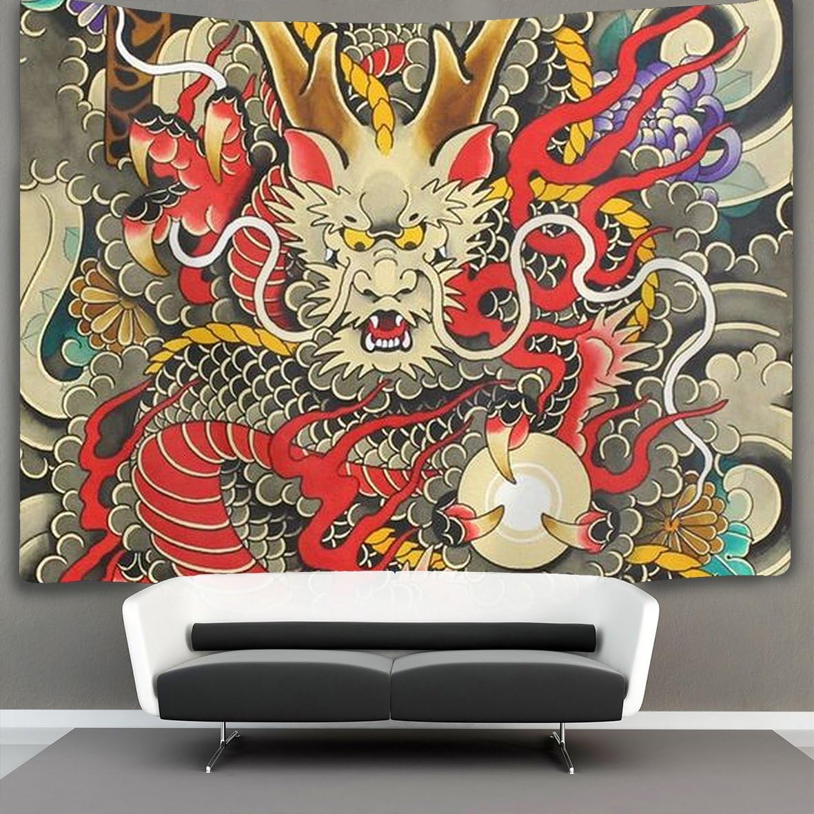 NiYoung red Chinese Dragon Dragon Ball Artwork Wall Tapestry Hippie Art Tapestry Wall Hanging Home Decor Extra Large tablecloths 60x90 inches for Bedroom Living Room Dorm Room