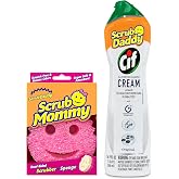 Scrub Daddy Scrub Mommy + Cif Cream All Purpose Cleaner, Original - Cleaning Supplies with Household Cleaning Cream &amp; Non Scratch Sponge - Bathroom &amp; Kitchen Cleaner
