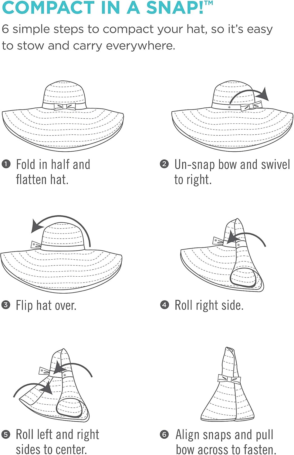 Coolibar UPF 50+ Women's Compact in A SNAP! Audrey Ribbon Bucket Hat - Sun Protective (One Size- Black w/Snap) at  Women’s Clothing store