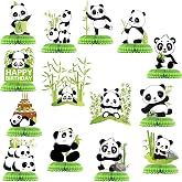 Demissle 14 Pcs Panda Honeycomb Centerpieces Birthday Party Table Decor | Panda Theme Paper Decor, Double-sided with Bamboo Accents, Creates Festive Atmosphere, Easy Setup for Celebrations