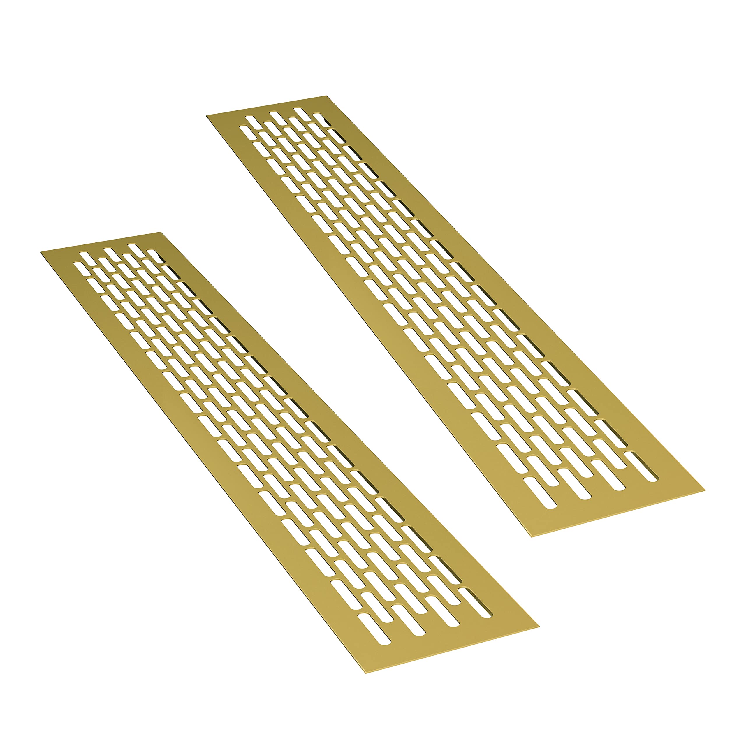 sossai® Aluminium Ventilation Grille - Alucratis (2 Piece) | Rectangular - Dimensions: 48 x 8 cm | Colour: Gold | Powder-Coated
