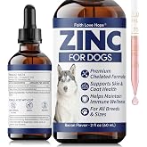 Zinc for Dogs - Dog Skin and Coat Supplement, Chelated Zinc Liquid Drops for Immune Support, Excessive Shedding, Itchy Skin, Husky Snow Nose, Homemade Dog Food Supplement, for All Breeds, 2 Fl Oz