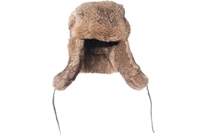 Real Rabbit Fur Russian Winter Hat for Men Airman Fur Trappers Mad FlightCap Hat Windproof Outdoor