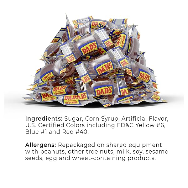 CAMBIE – DAD’S ROOT BEER BARRELS HARD CANDY, INDIVIDUALLY WRAPPED SWEET & CREAMY NOSTALGIC ROOT BEER CANDY, PERFECT FOR PARTIES & EVENTS, PACKAGED IN A RESEALABLE POUCH – 1 LB