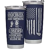 Golf Gifts for Men, Dad, Grandpa, Him, Husband, Uncle on Fathers Day, Birthday, Christmas - Funny Father Day Golf Tumbler from Daughter, Son, Stainless Steel, Double Insulated, Hot/Cold, Navy