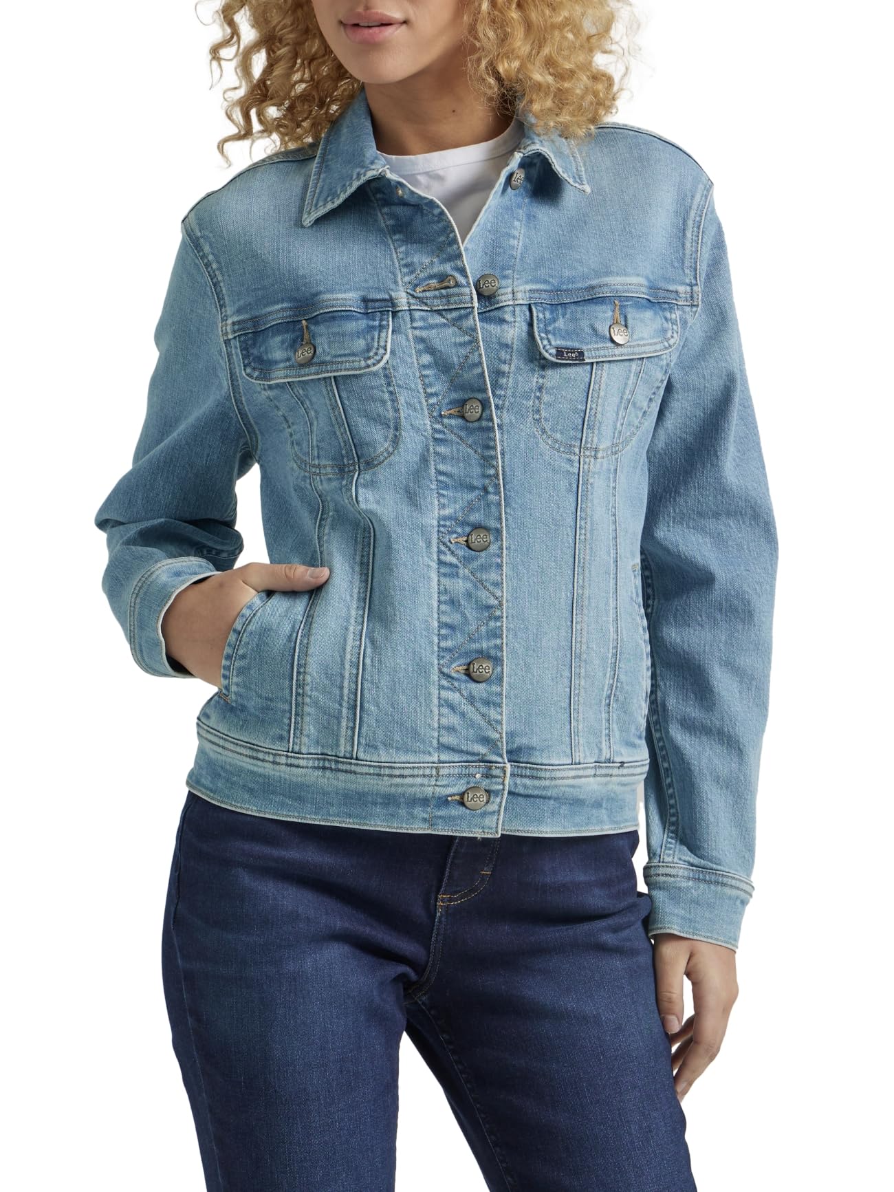 Lee Womens Legendary Rider Denim Jacket Sunday Light X-Large Image