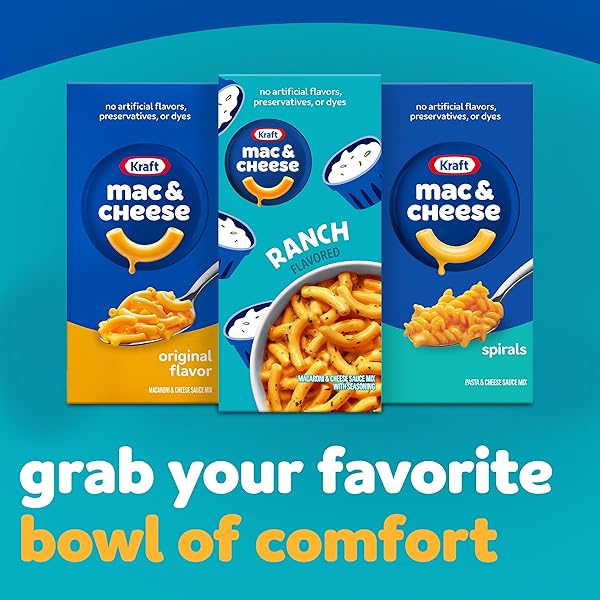 KRAFT MAC & CHEESE, 1 BOX, FOR EASY DINNER OR DINNER SIDES, RANCH FLAVORED, NO ARTIFICIAL FLAVORS, PRESERVATIVES OR DYES, 7.25 OZ